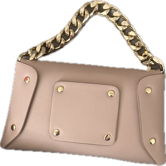 Elegant Blush Pink Mini Handbag | Gold Chain + Butterflies - Picture 2 of 7